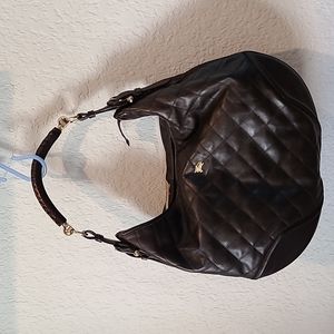 Burberry dark brown leather hobo